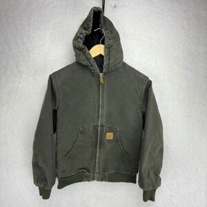 Carhartt Sandstone Jacket Quilt Lined Youth Large (10/12) YYJ130 MOS Moss Green